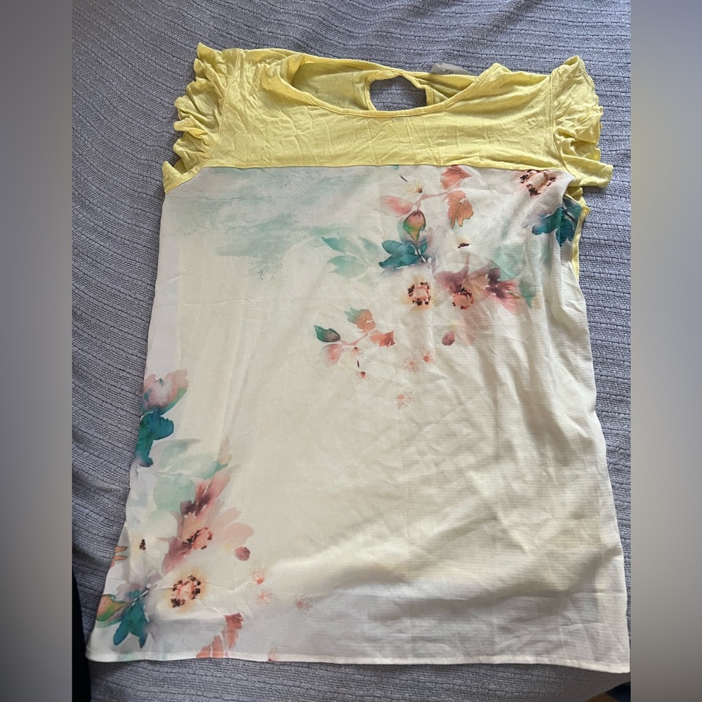 Floral Yellow and Cream Blouse
